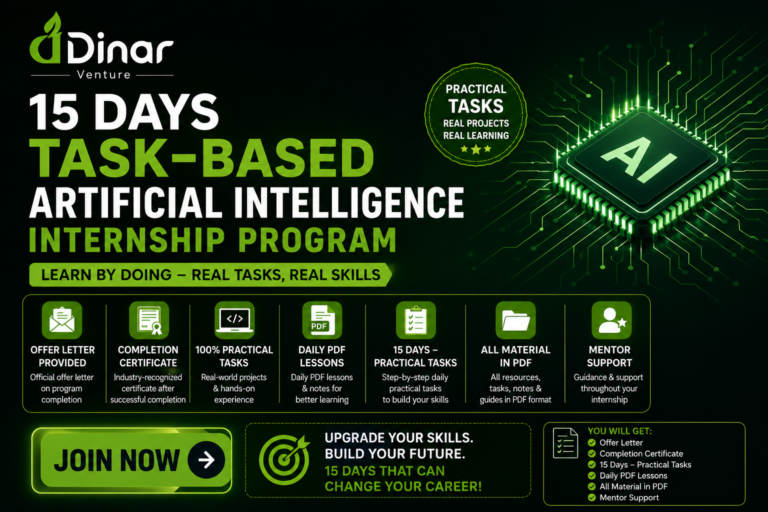15 Days Task-Based Artificial Intelligence Internship Program